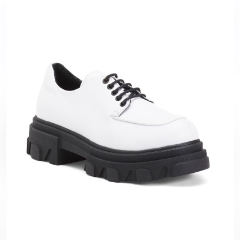 Silent D White Leather Corrie Lace Up Shoes Black Lug Sole Women’s EU 40 NO BOX